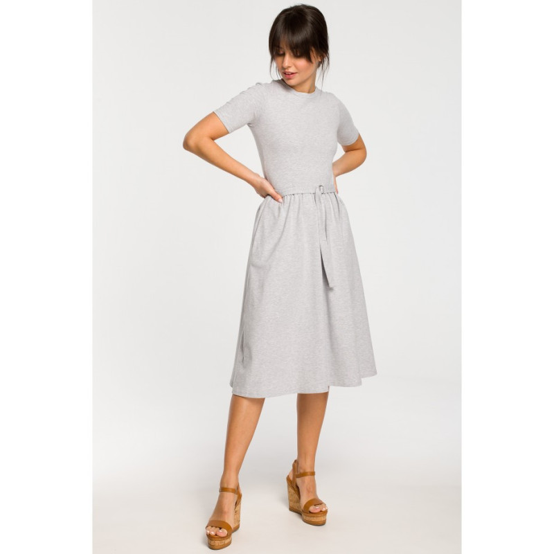 B120 Dress with belt and buckle - gray