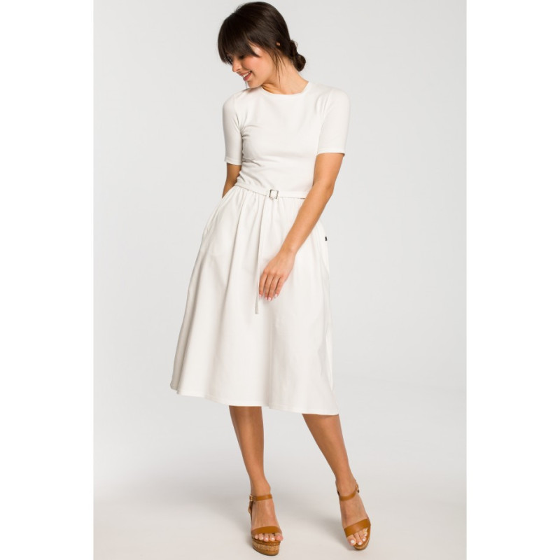 B120 Dress with belt and buckle - ecru