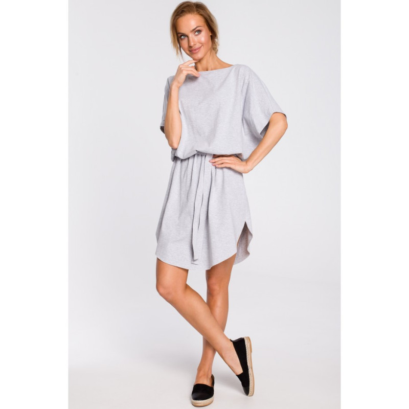 M433 Cotton mini dress with belt - gray