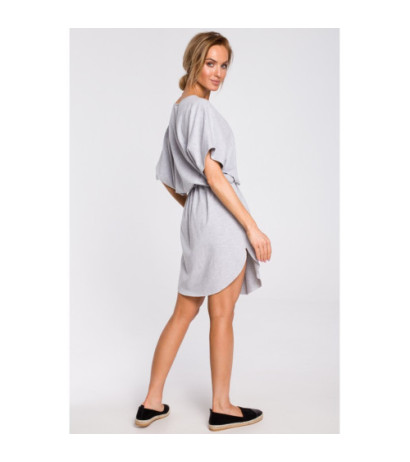 M433 Cotton mini dress with belt - gray