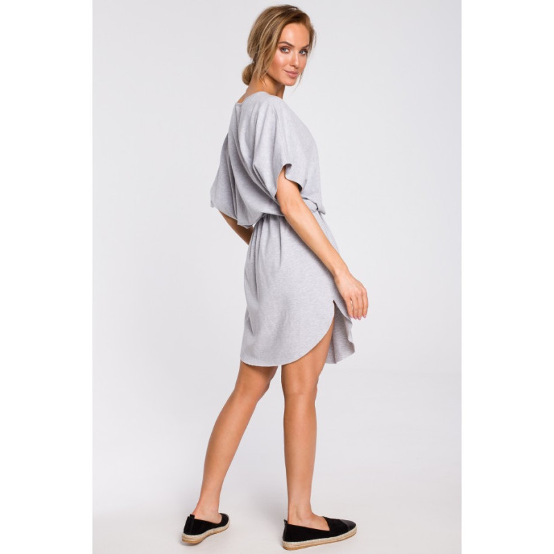 M433 Cotton mini dress with belt - gray