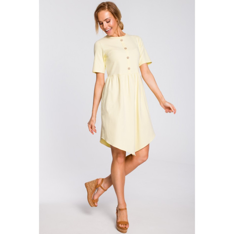 M434 Cotton dress with buttons - yellow