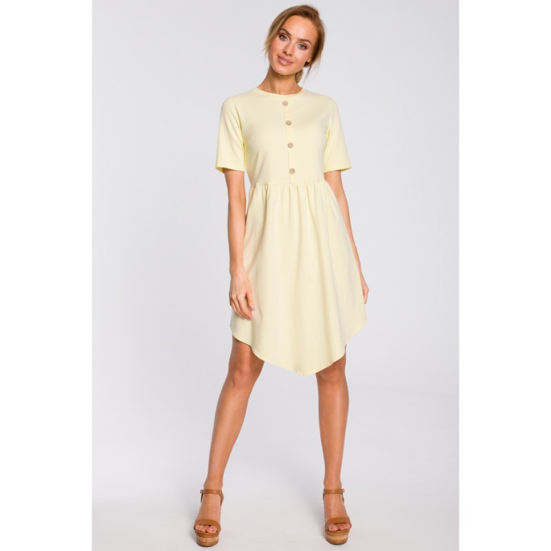 M434 Cotton dress with buttons - yellow