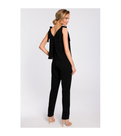 M437 Jumpsuit with shoulder ties - black