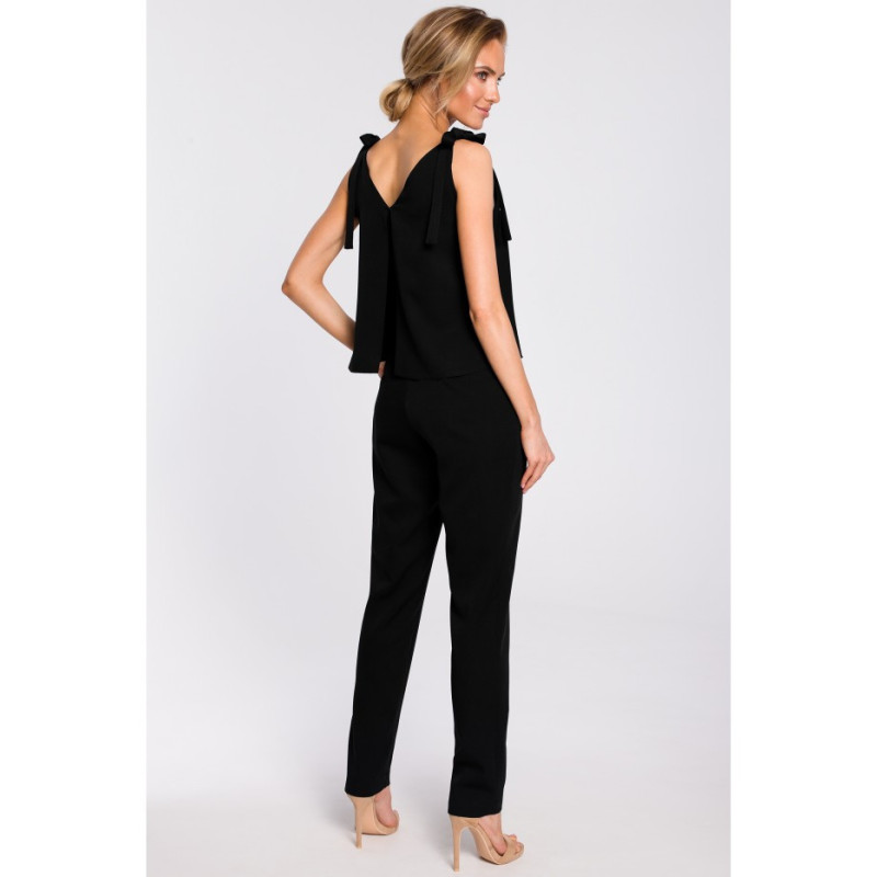 M437 Jumpsuit with shoulder ties - black