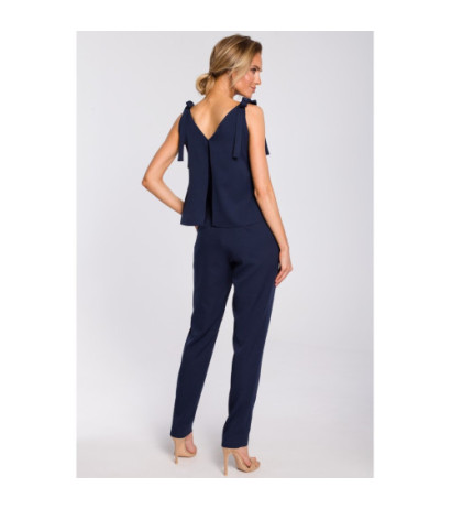 M437 Jumpsuit with shoulder ties - navy blue