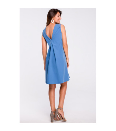 S157 Trapeze dress with back neckline - blue