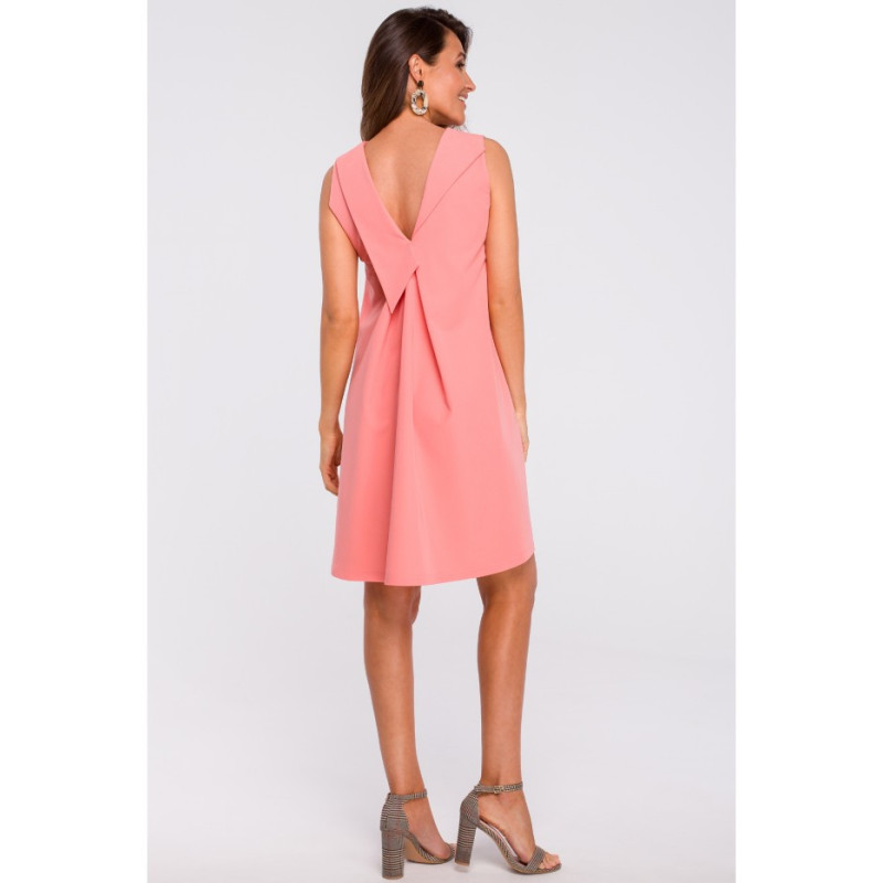 S157 Trapeze dress with back neckline - salmon