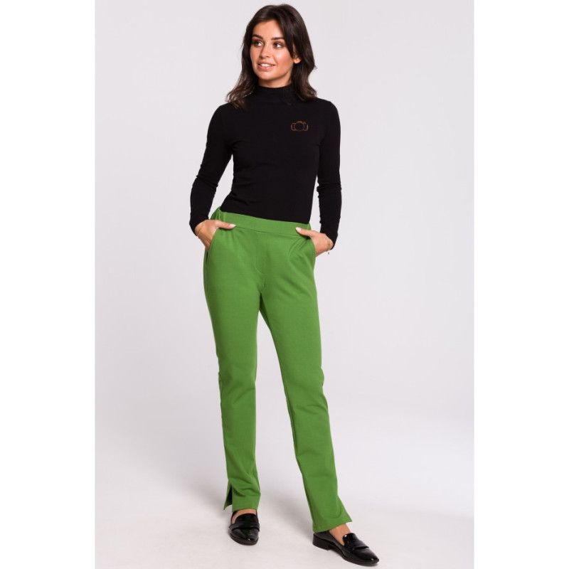 B124 Trousers with side rips - lime green