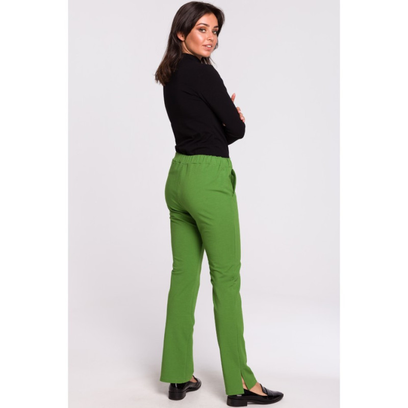 B124 Trousers with side rips - lime green