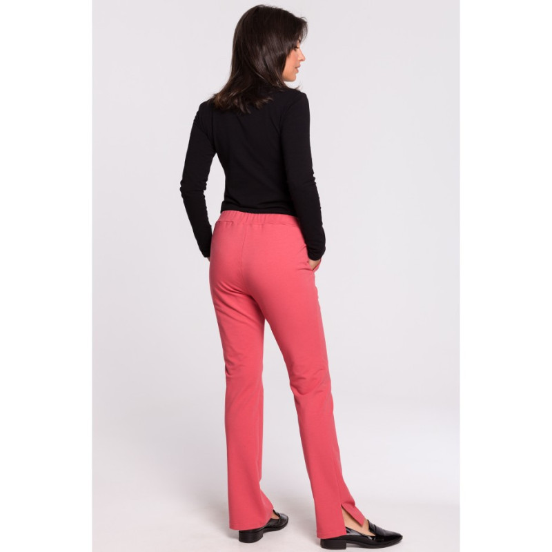 B124 Trousers with side slits - coral