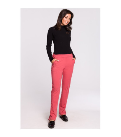 B124 Trousers with side slits - coral