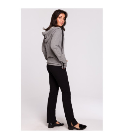 B127 Hooded sweatshirt with overlap front - gray