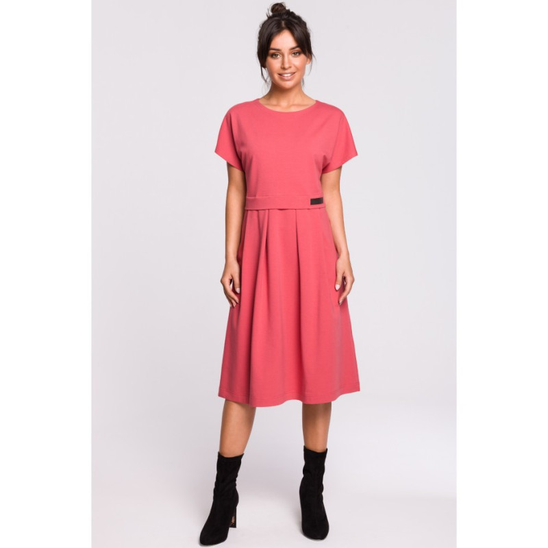 B134 Layered midi dress - coral