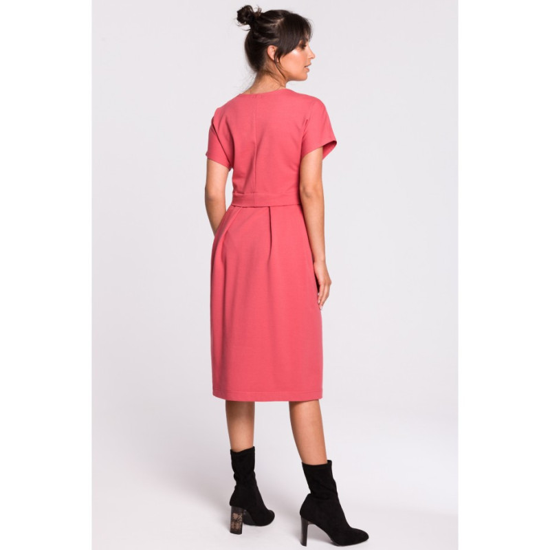 B134 Layered midi dress - coral