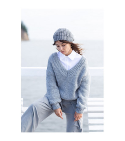 BK046 V-neck sweater - gray