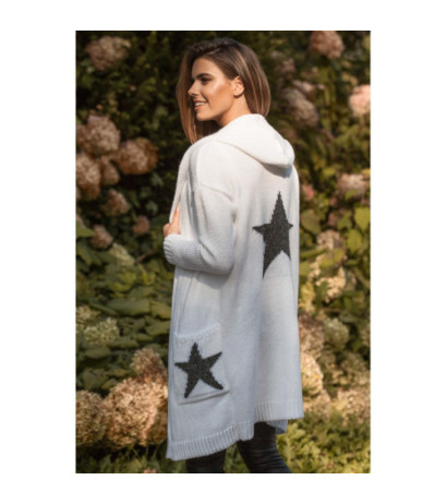 BK063 Cardigan with star motif - white