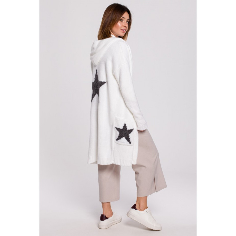 BK063 Cardigan with star motif - white