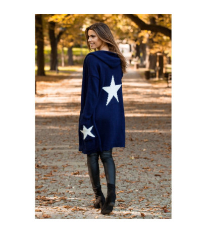 BK063 Cardigan with star motif - navy blue