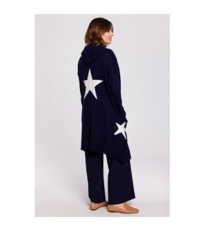 BK063 Cardigan with star motif - navy blue