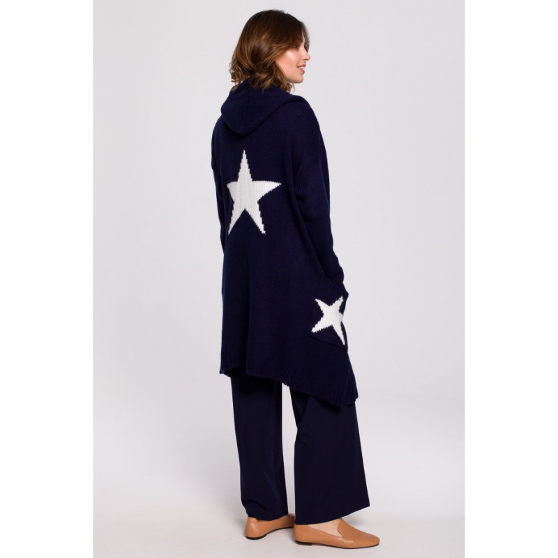 BK063 Cardigan with star motif - navy blue