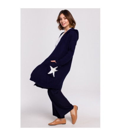 BK063 Cardigan with star motif - navy blue