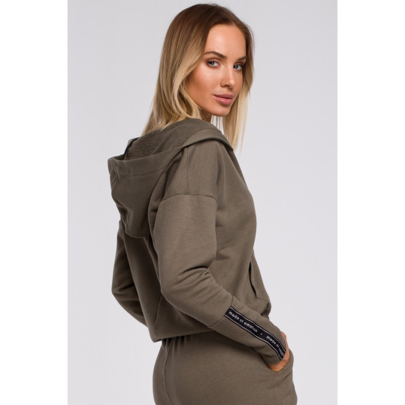 M552 Sweatshirt with kangaroo pocket and hood - khaki