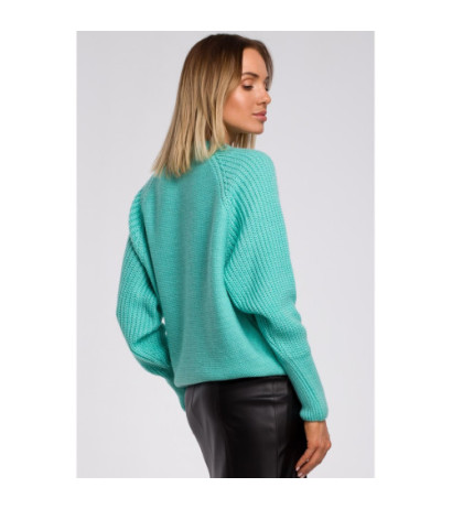 M554 Sweater with wide sleeves and checkered weave - celadon