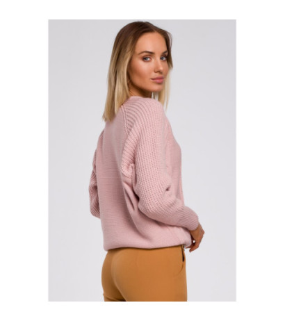 M554 Sweater with wide sleeves and checkered weave - pink