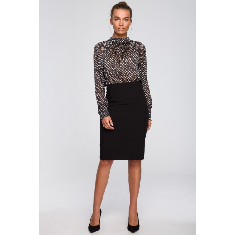 S248 Pencil skirt with zipper - black