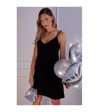 M560 Velour Strapless Mini Dress - black