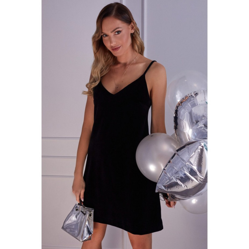 M560 Velour Strapless Mini Dress - black