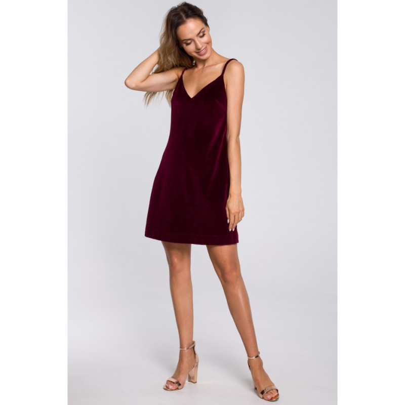 M560 Velour Strapless Mini Dress - Maroon