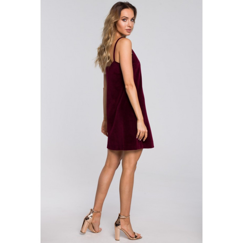 M560 Velour Strapless Mini Dress - Maroon