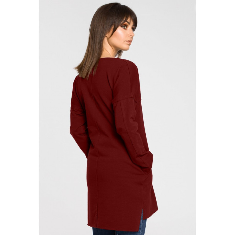 B059 Oversize tunic with stitching - maroon