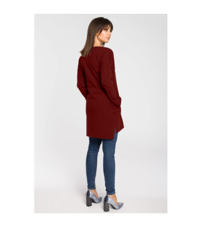 B059 Oversize tunic with stitching - maroon