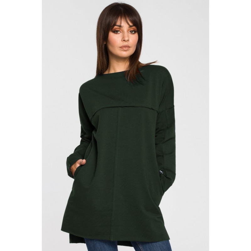 B059 Oversize tunic with stitching - military green