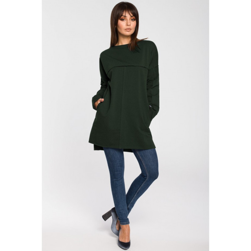 B059 Oversize tunic with stitching - military green