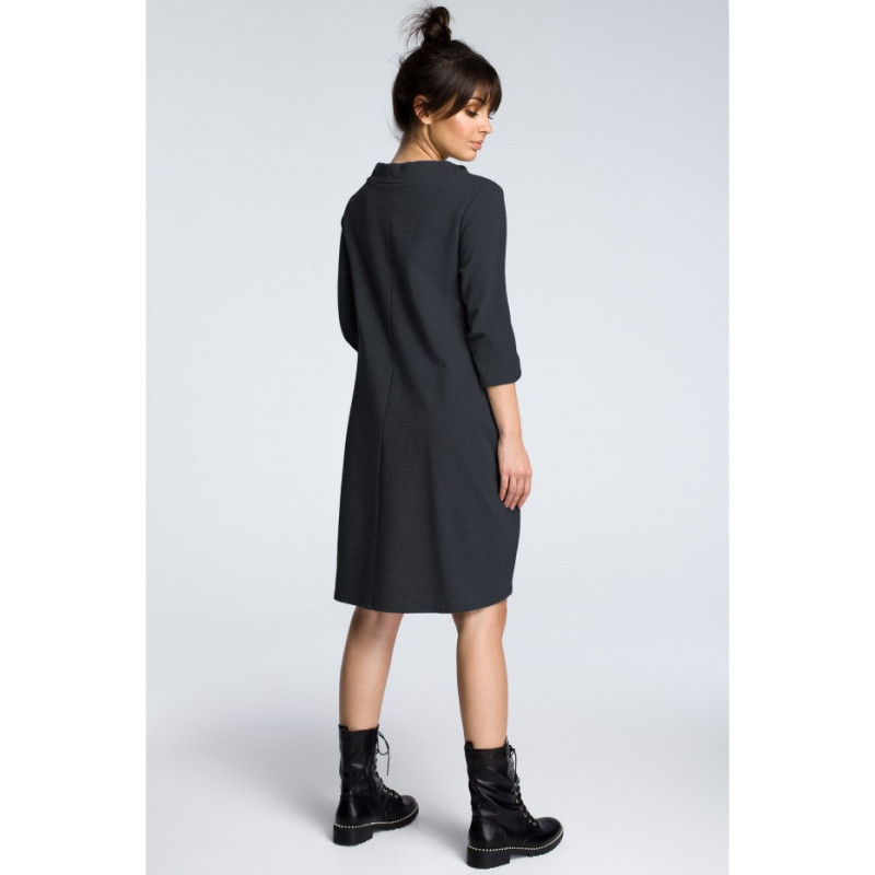 B070 Sweatshirt dress with neck tie - graphite