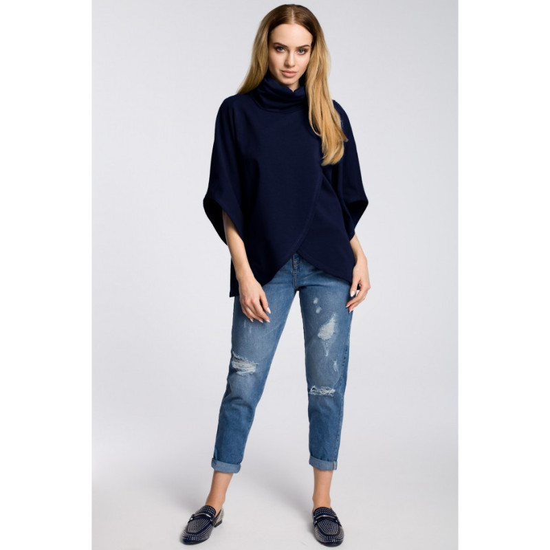 M372 Overlap sweatshirt with wide sleeves - navy blue