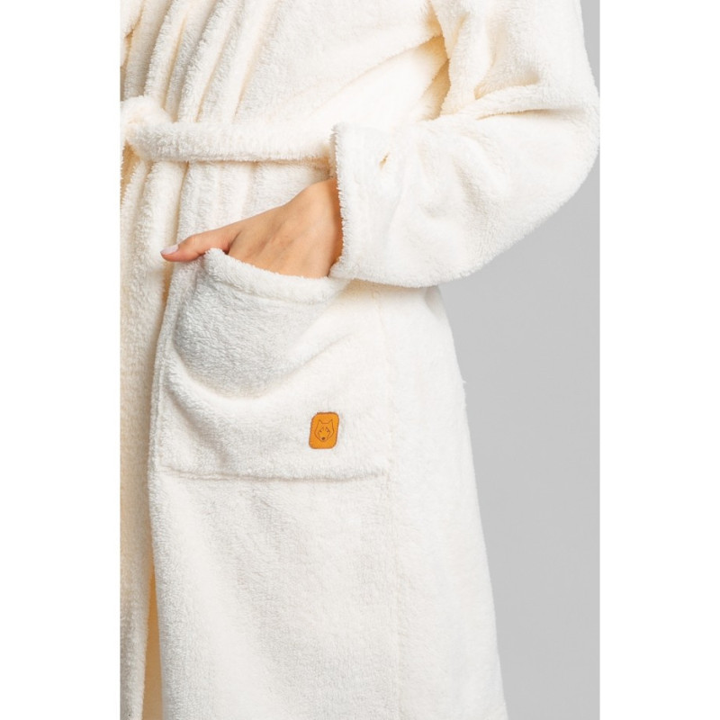 LA001 Plush hooded bathrobe - ecru