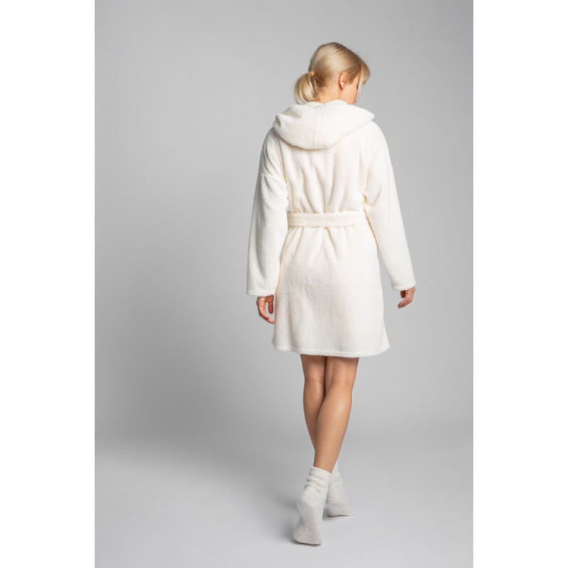 LA001 Plush hooded bathrobe - ecru