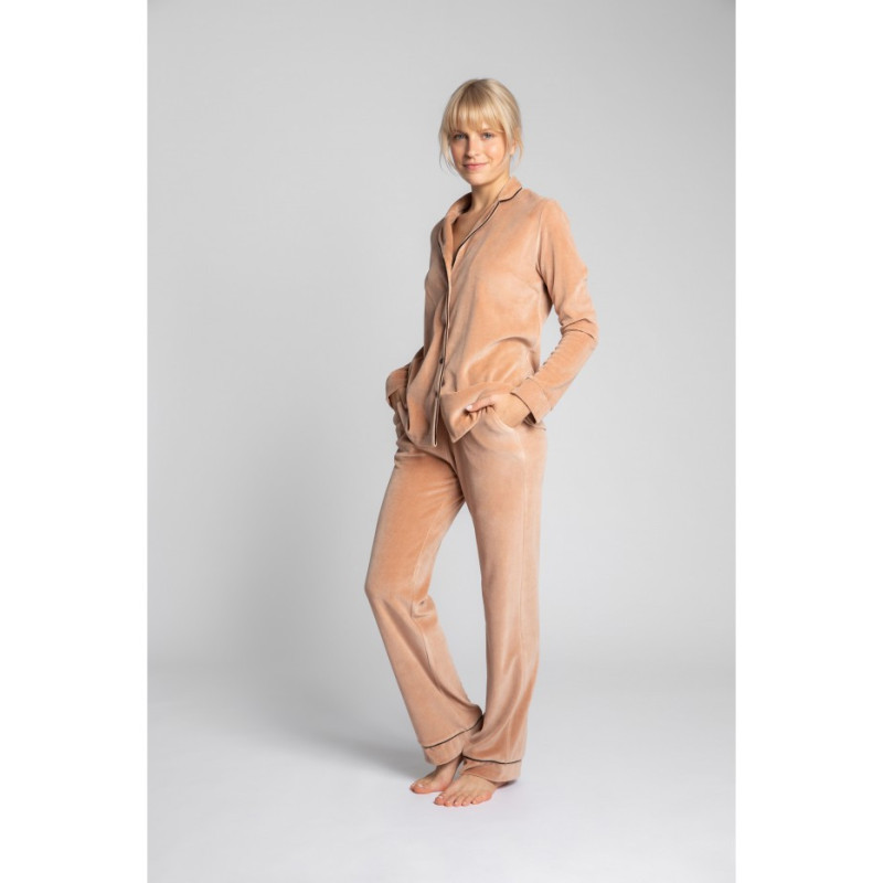 LA008 Velour pajama pants - beige