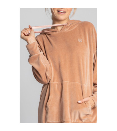 LA010 Velour dress with hood - beige