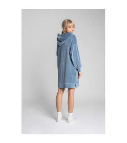 LA010 Velour dress with hood - blue