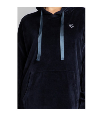 LA010 Velour dress with hood - navy blue