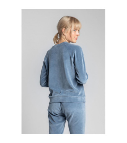 LA011 Velour sweatshirt with reglan sleeves - blue