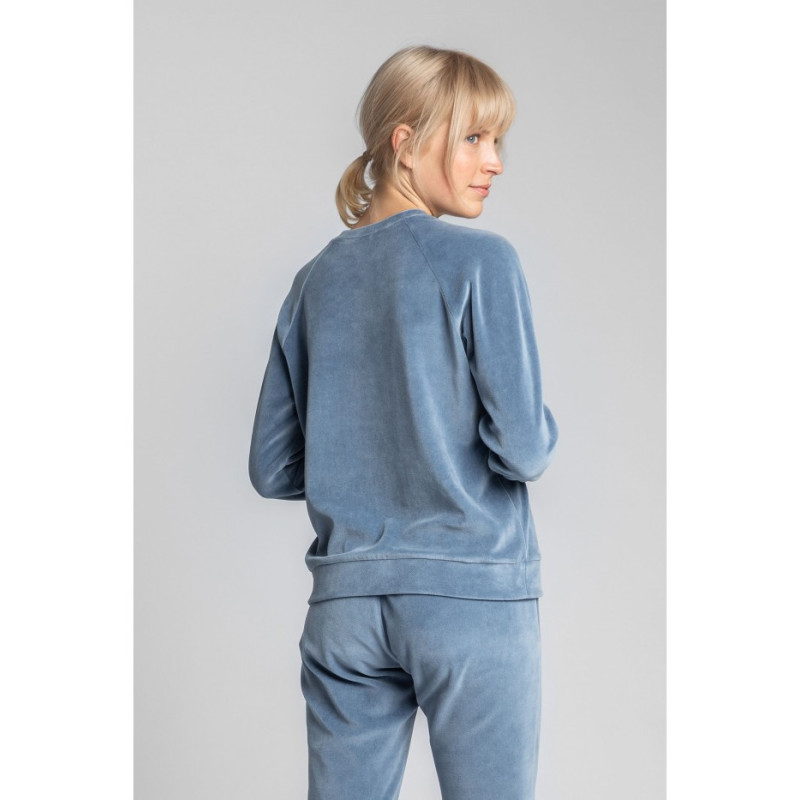 LA011 Velour sweatshirt with reglan sleeves - blue