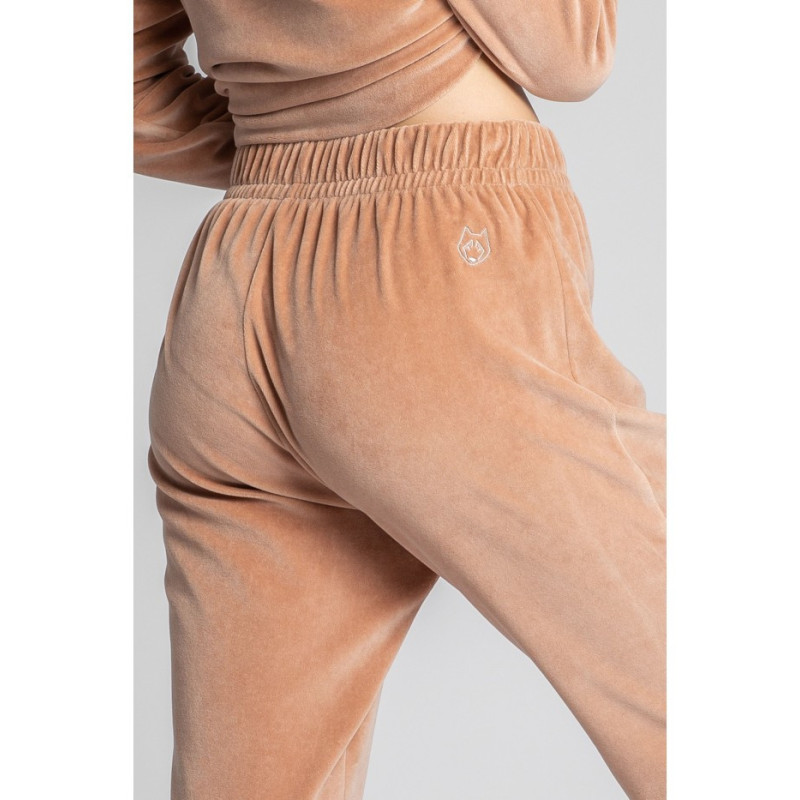 LA012 Velour joggers pants - beige