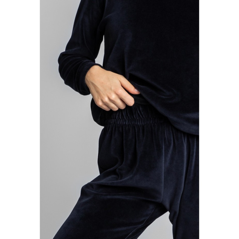 LA012 Velour joggers pants - navy blue